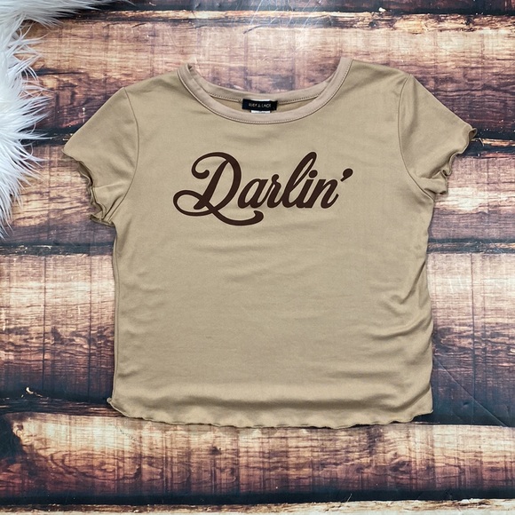 RELISTED Darlin’ Graphic Baby Tee Shirt - Crop Top - Picture 2 of 7